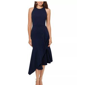 Betsy & Adam Asymmetrical-Hem Midi Dress in Navy Size 4 - NWT